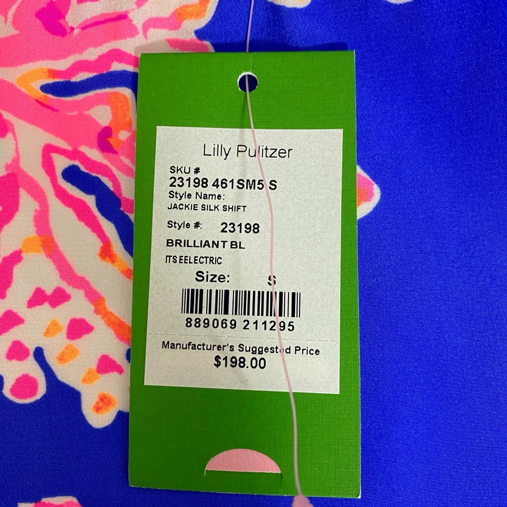 Lilly Pulitzer Jackie Silk Shift Dress It's Eelectric Brilliant Blue Sz S - Picture 5 of 5